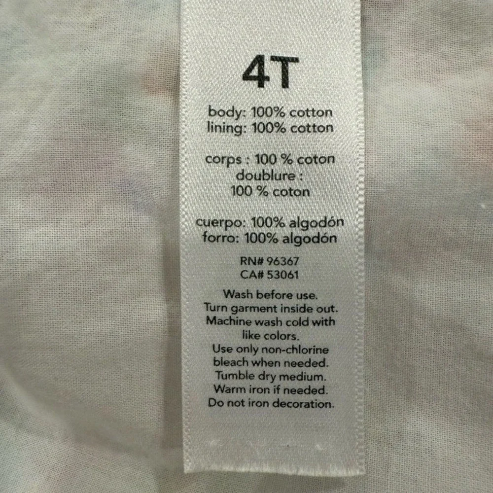OshKosh B'gosh 4T Floral Tiered Cotton Sundress Tie Shoulder Ruffle‎ White